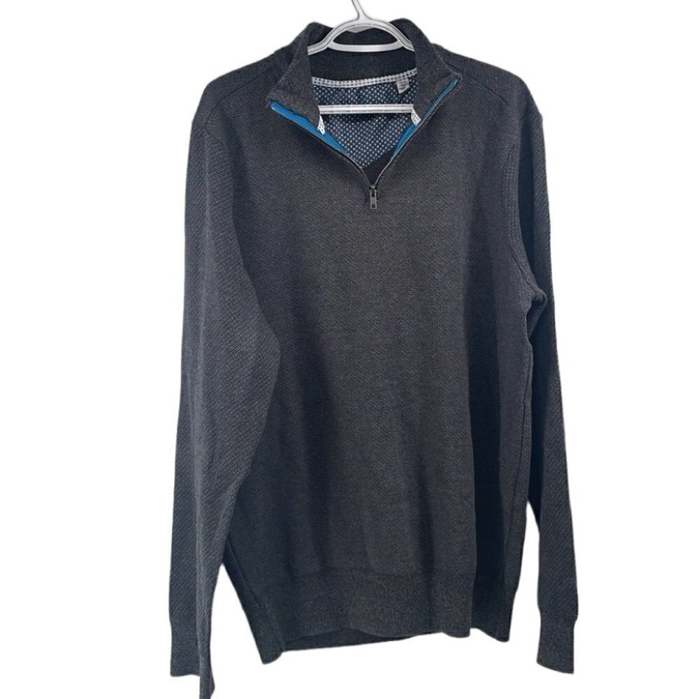 Robert Graham Grey 1/4 Zip Sweater Long Sleeve Warm Career Occasion